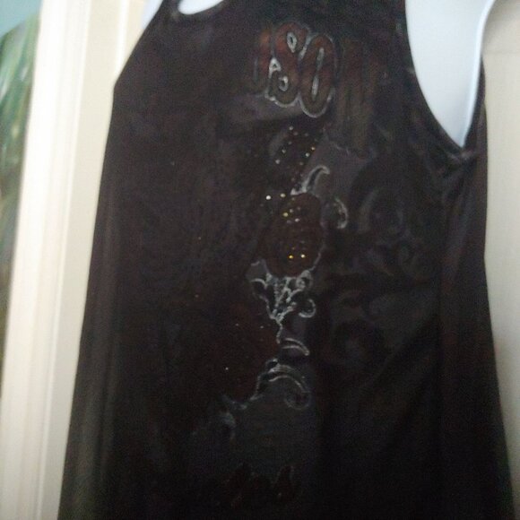 Harley Davidson Eagle Crystals Mesh Tank Biker Rocker Goth L - Picture 12 of 16